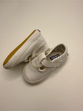 Keds Kids White Leather Hook-and-Loop Sneakers